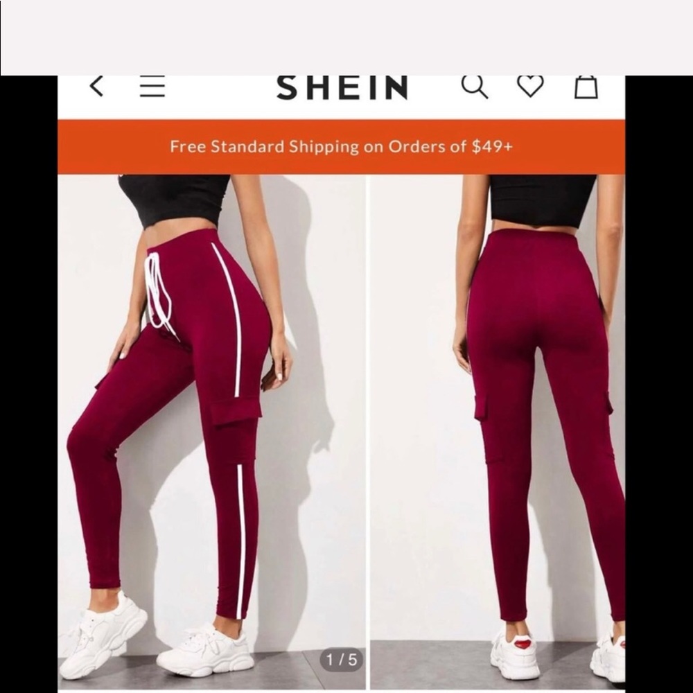 SHEIN high waisted red string leggings NEW